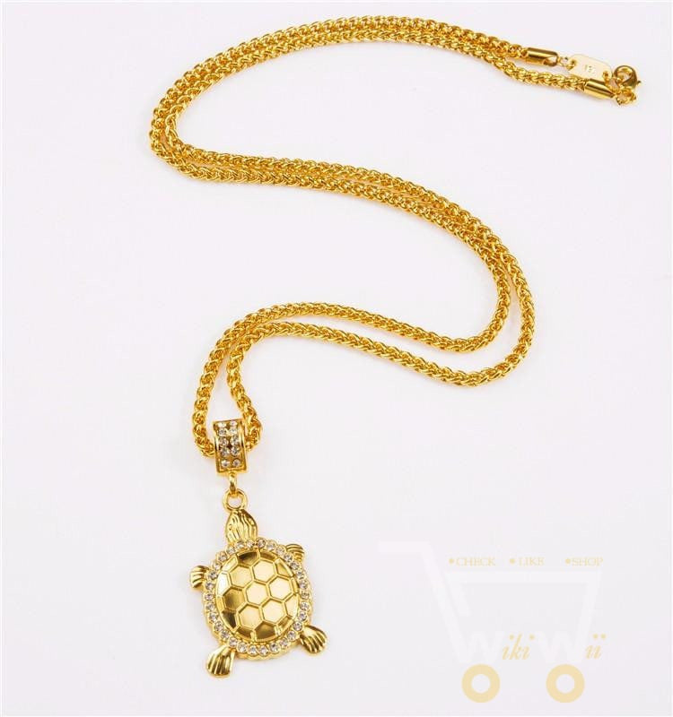 Gold Plated Little Turtle Pendant Necklace - WikiWii