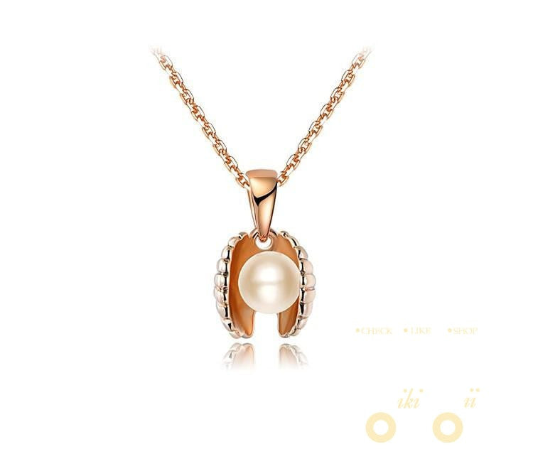 Gold Plated Simulated Pearl Sea Shell Necklaces - WikiWii