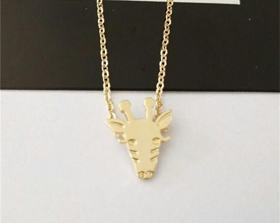 Gold Silver Cute Giraffe Face Necklace - WikiWii