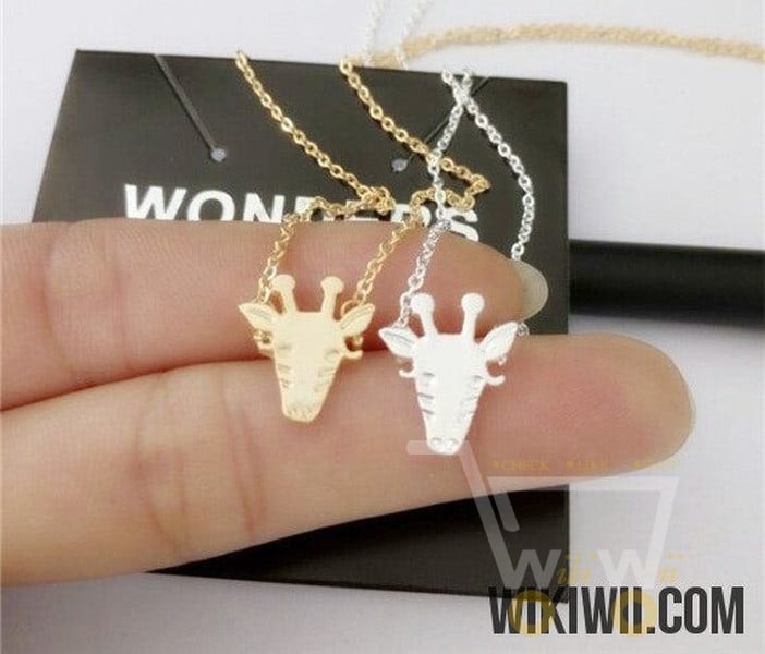 Gold Silver Cute Giraffe Face Necklace - WikiWii