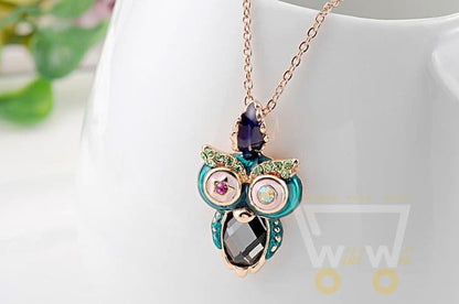 Golden Rose Color Owl Necklace - WikiWii