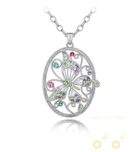 Graceful Butterfly Crystal Necklace - WikiWii