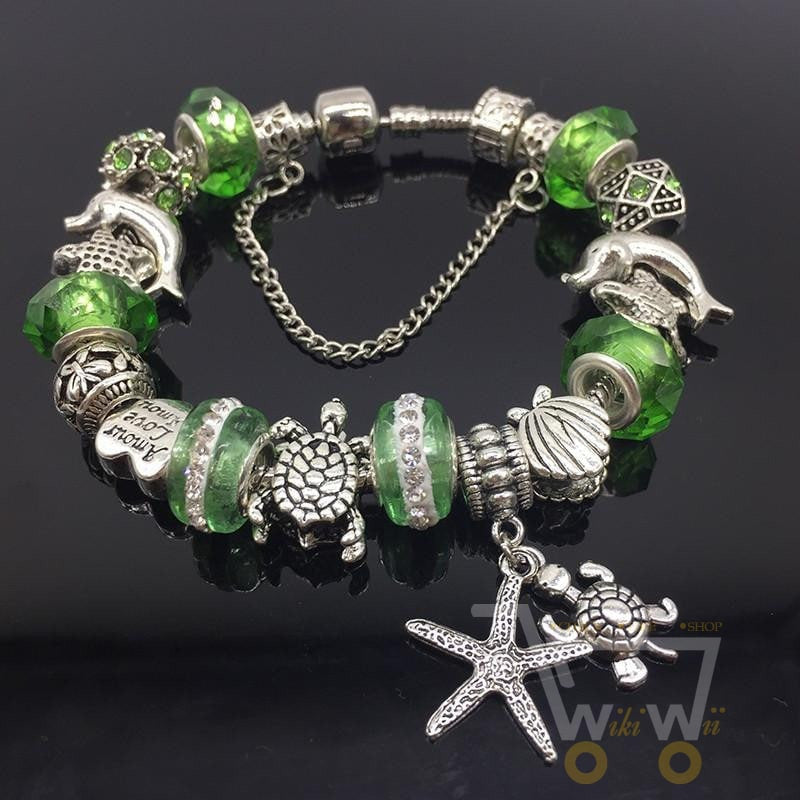 Green Sea Turtle Bracelet - Starfish Bracelet - WikiWii