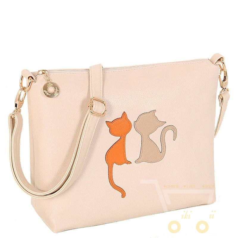 handbag cat preppy style color block kitten messenger bag - WikiWii