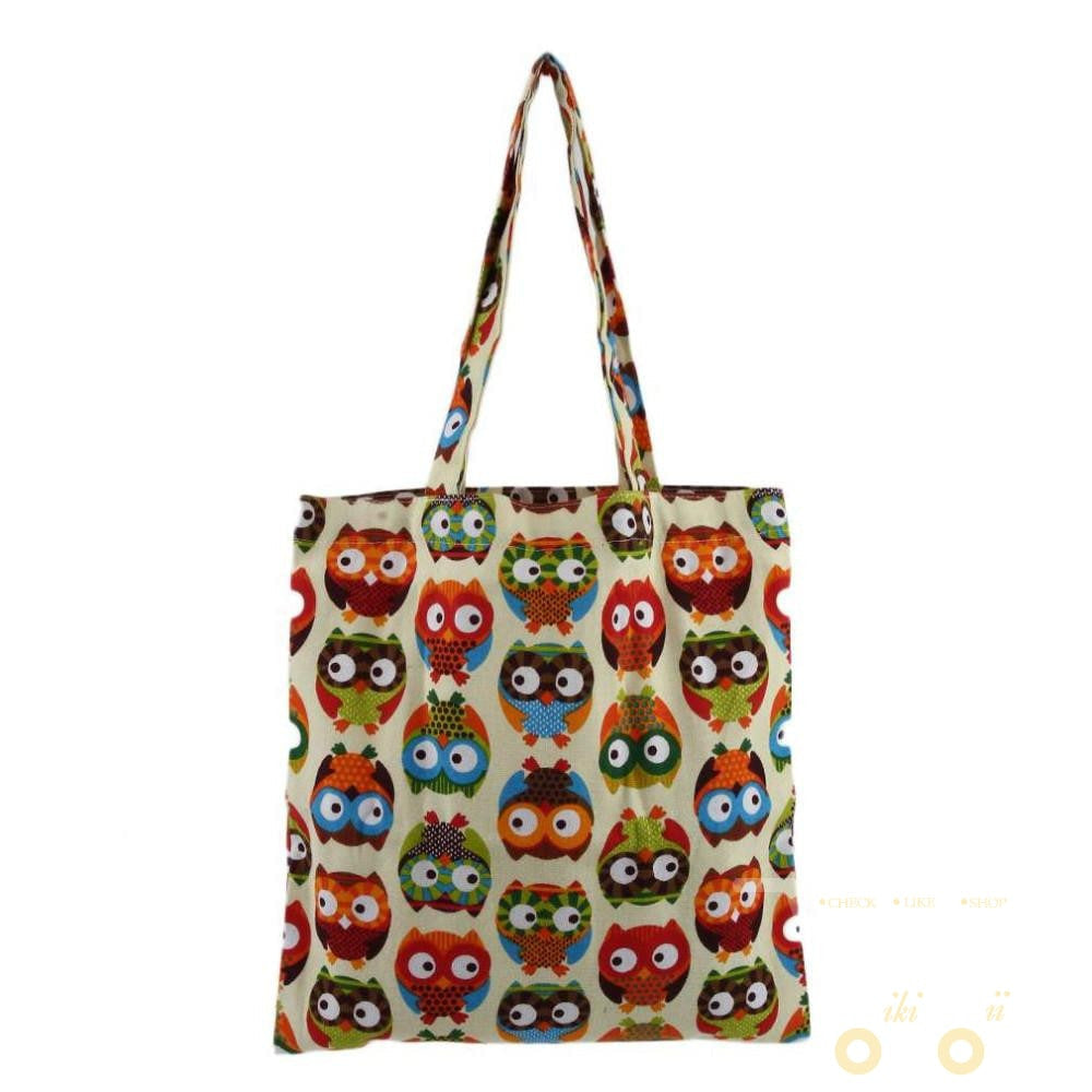 Handbag Owl  Printed Canvas - WikiWii