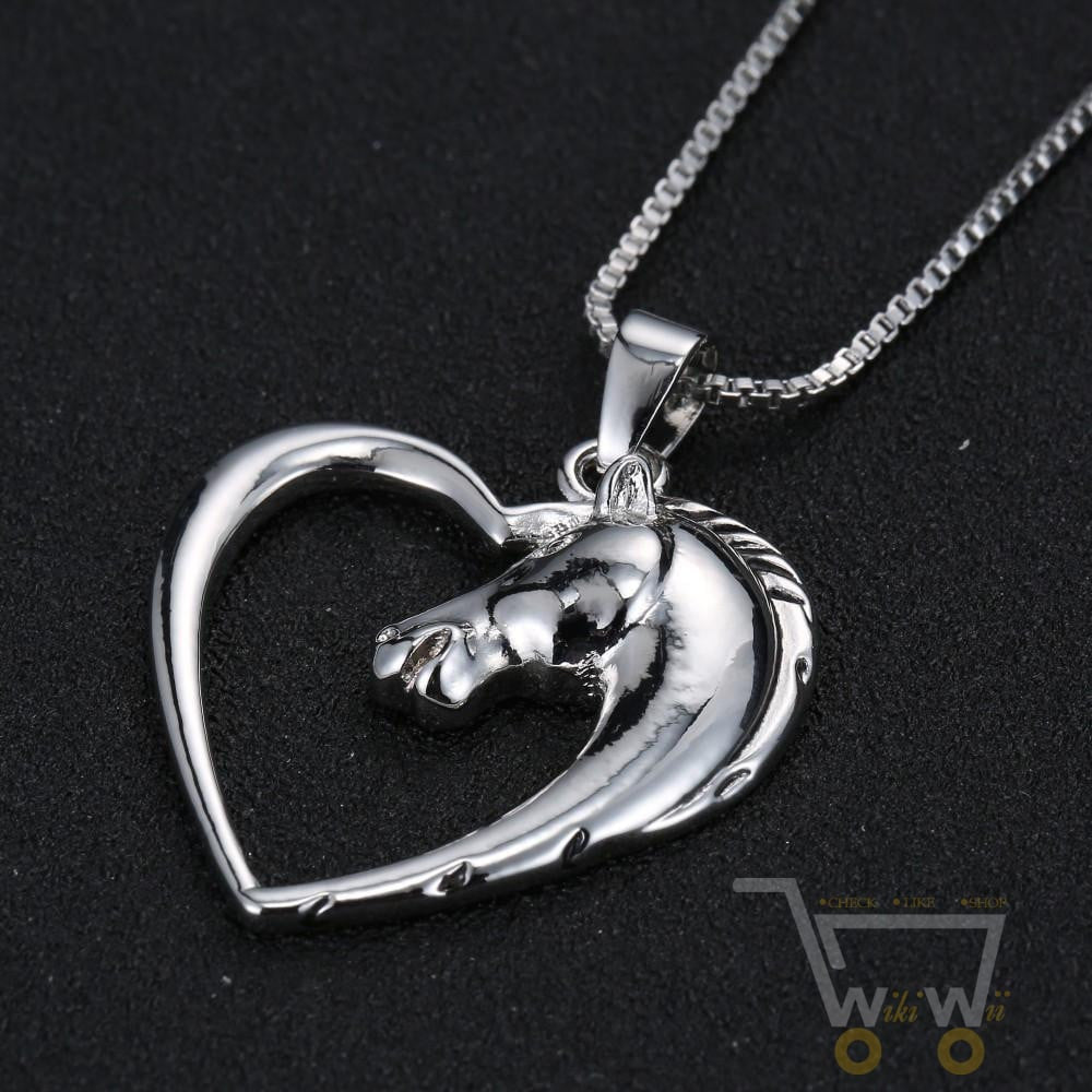 Horse in Heart Shape Necklace - WikiWii