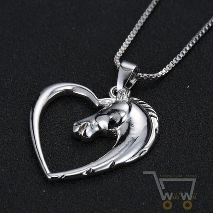 Horse in Heart Shape Necklace - WikiWii
