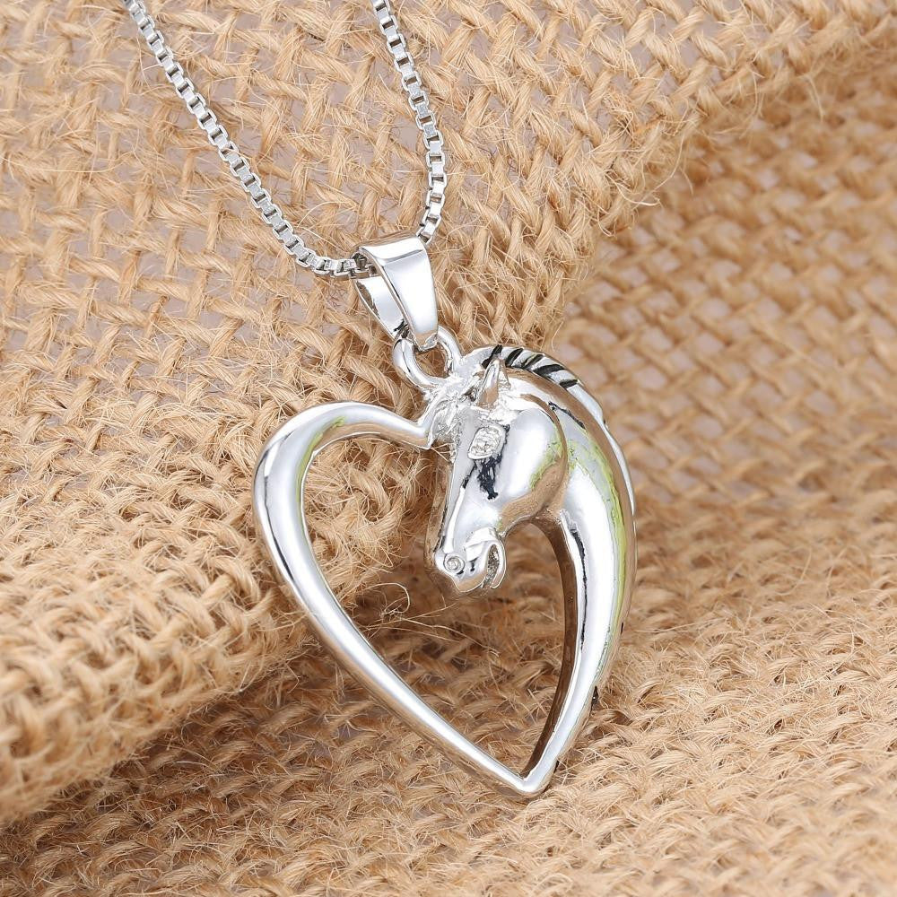 Horse in Heart Shape Necklace - WikiWii