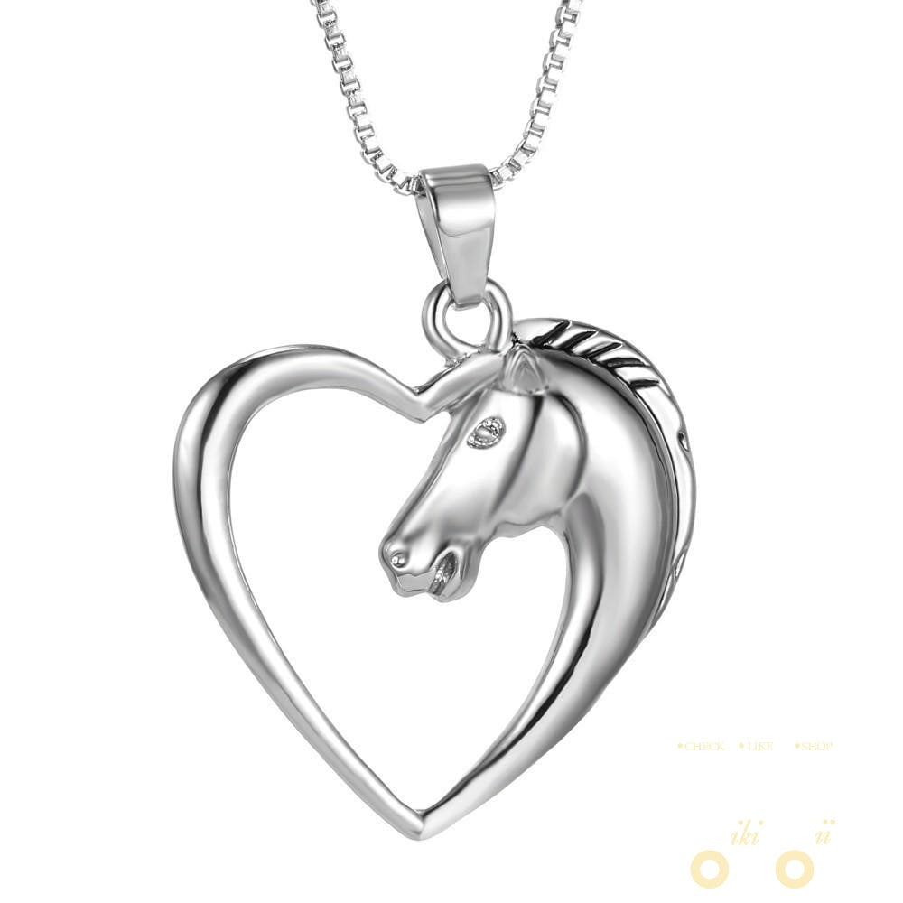 Horse in Heart Shape Necklace - WikiWii