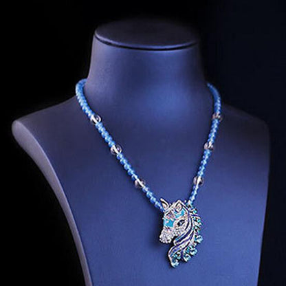 Horse Necklace Crystal Rhinestone - WikiWii
