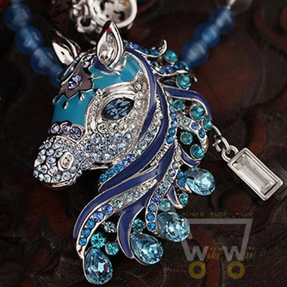 Horse Necklace Crystal Rhinestone - WikiWii