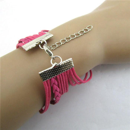 Infinity Owl Giraffe Key Friendship Leather Charm Bracelet - WikiWii