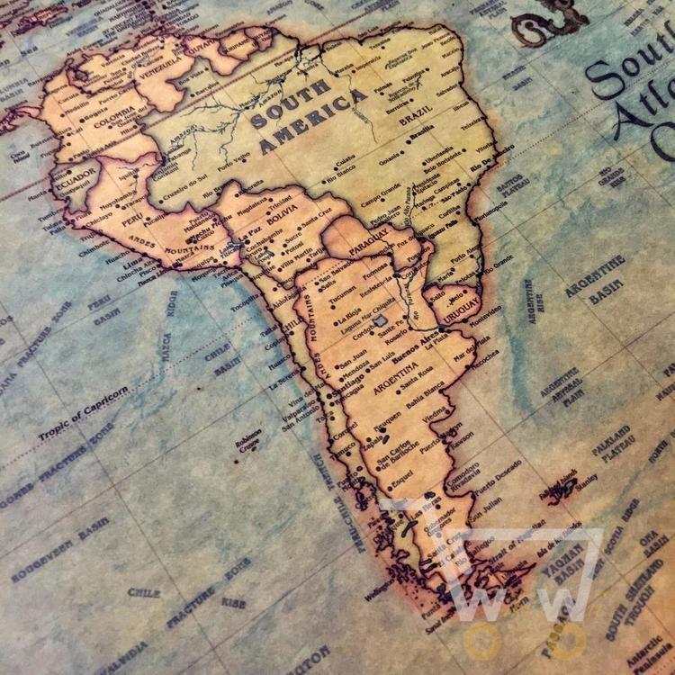 Vintage Nautical World Map Poster - WikiWii