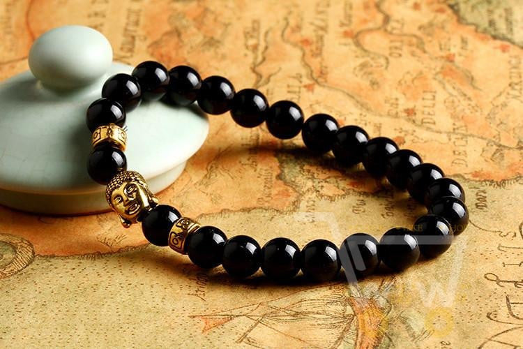 Lava Stone Buddha Natural Beads Bracelet - WikiWii