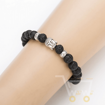 Lava Stone Buddha Natural Beads Bracelet - WikiWii