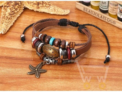 Leather Bracelets Sea Star - WikiWii