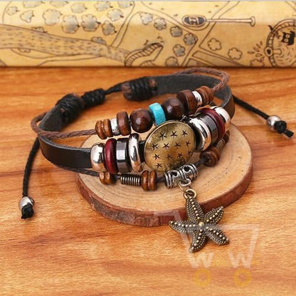 Leather Bracelets Sea Star - WikiWii