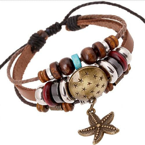 Leather Bracelets Sea Star - WikiWii