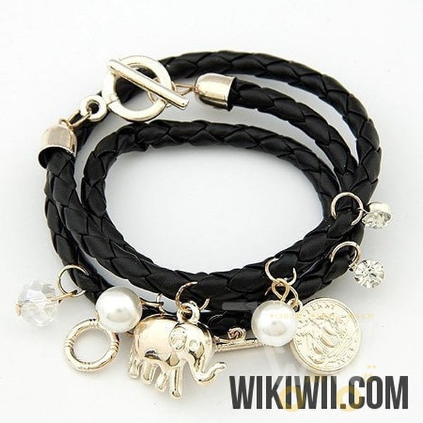 Leather Charm Elephant Bracelets - WikiWii