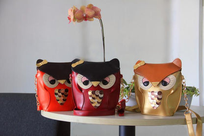 leather handbags cartoon owl shoulder bags - WikiWii