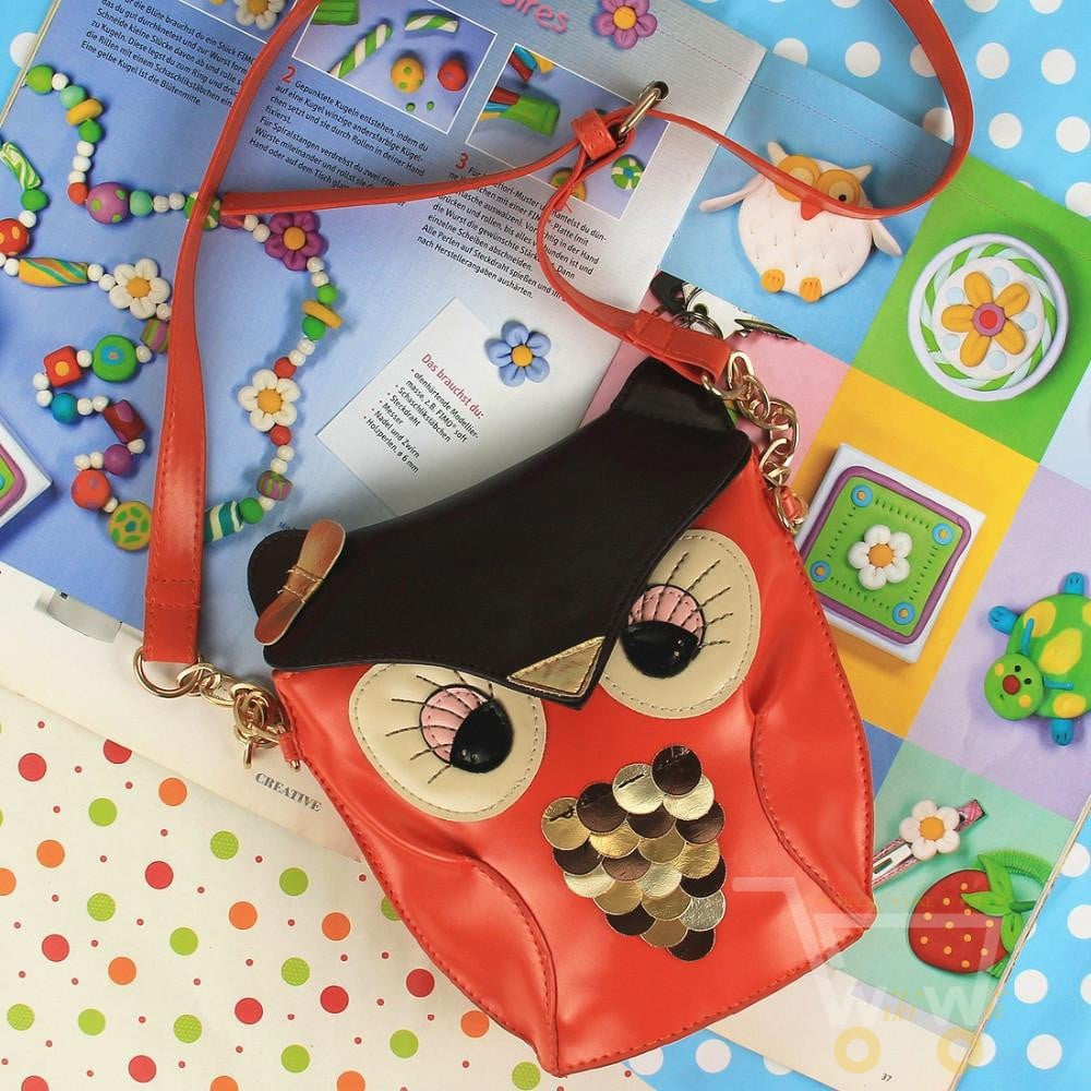 leather handbags cartoon owl shoulder bags - WikiWii