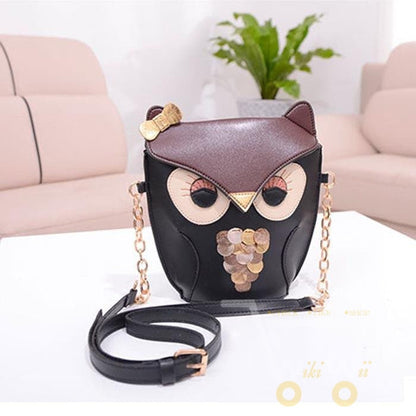 leather handbags cartoon owl shoulder bags - WikiWii