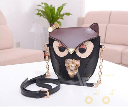 leather handbags cartoon owl shoulder bags - WikiWii