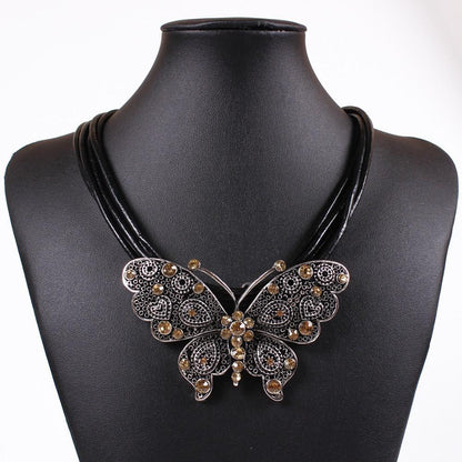 Leather Necklace Butterfly - WikiWii