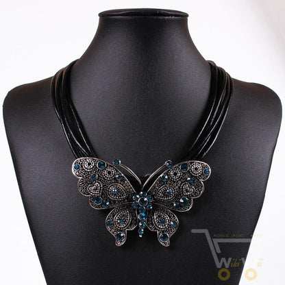 Leather Necklace Butterfly - WikiWii