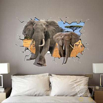 LED African Elephant Removable Wall Sticker - WikiWii