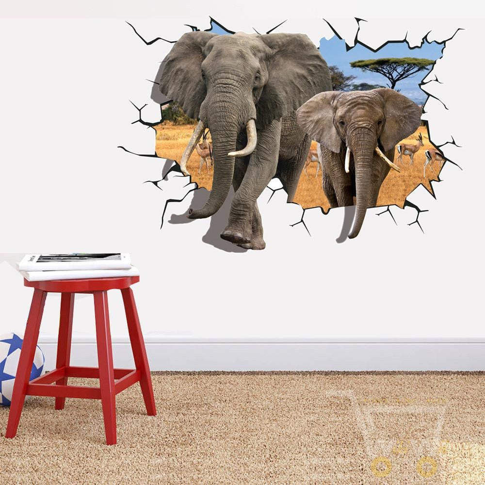 LED African Elephant Removable Wall Sticker - WikiWii