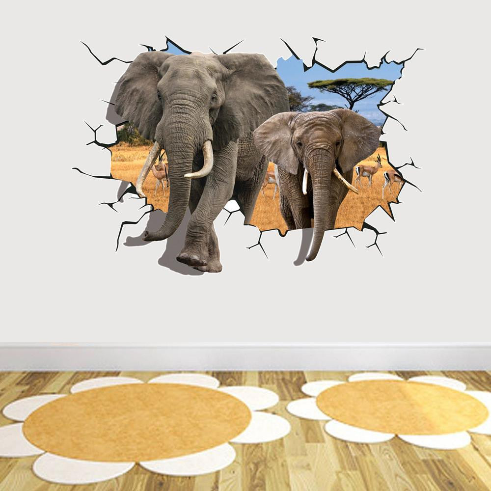 LED African Elephant Removable Wall Sticker - WikiWii