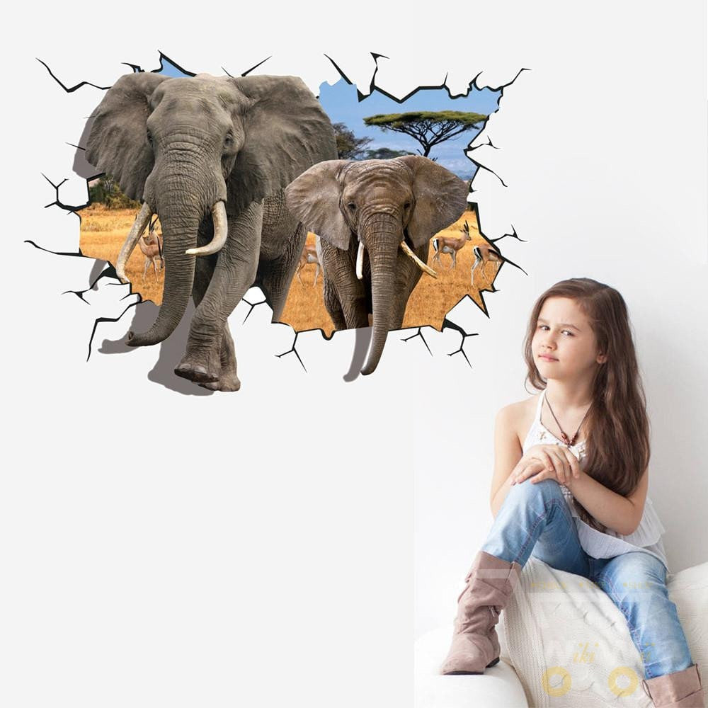 LED African Elephant Removable Wall Sticker - WikiWii