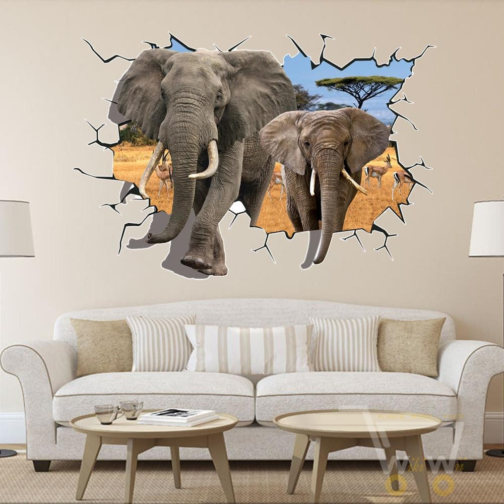 LED African Elephant Removable Wall Sticker - WikiWii