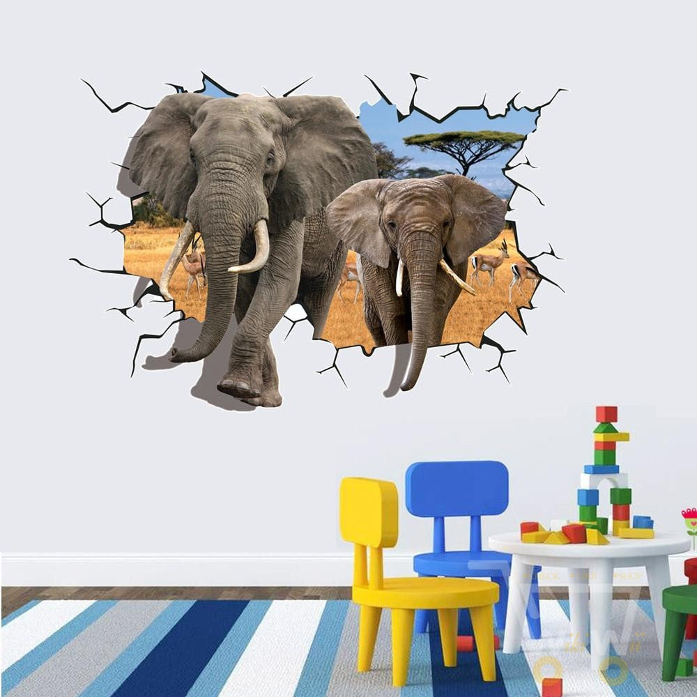 LED African Elephant Removable Wall Sticker - WikiWii