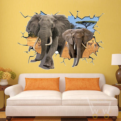 LED African Elephant Removable Wall Sticker - WikiWii