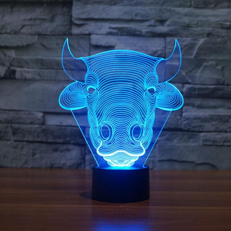 LED Bull LAMP- 7 COLORS CHANGEABLE - WikiWii