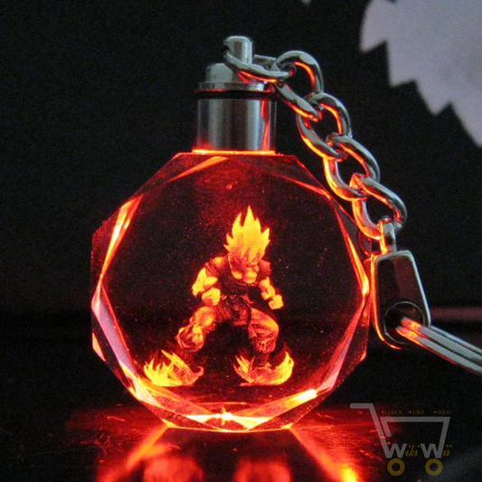 LED Dragon ball Super Saiyan Goku Crystal KeyChain - WikiWii