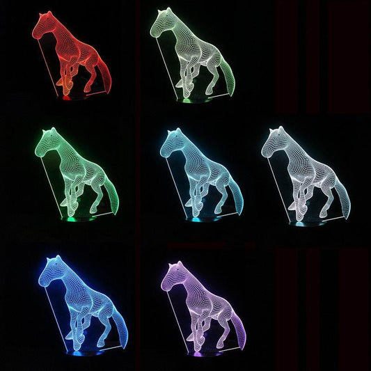 LED Illusion Cute Horse LAMP- 7 COLORS CHANGEABLE - WikiWii