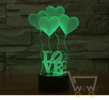 LED LOVE Table Lamp - Light with 7 colors - WikiWii