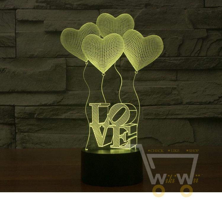 LED LOVE Table Lamp - Light with 7 colors - WikiWii