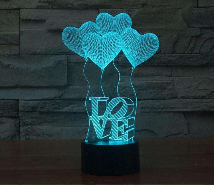 LED LOVE Table Lamp - Light with 7 colors - WikiWii