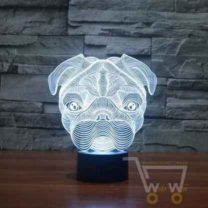 LED  Pug Dog Character LAMP- 7 COLORS CHANGEABLE - WikiWii