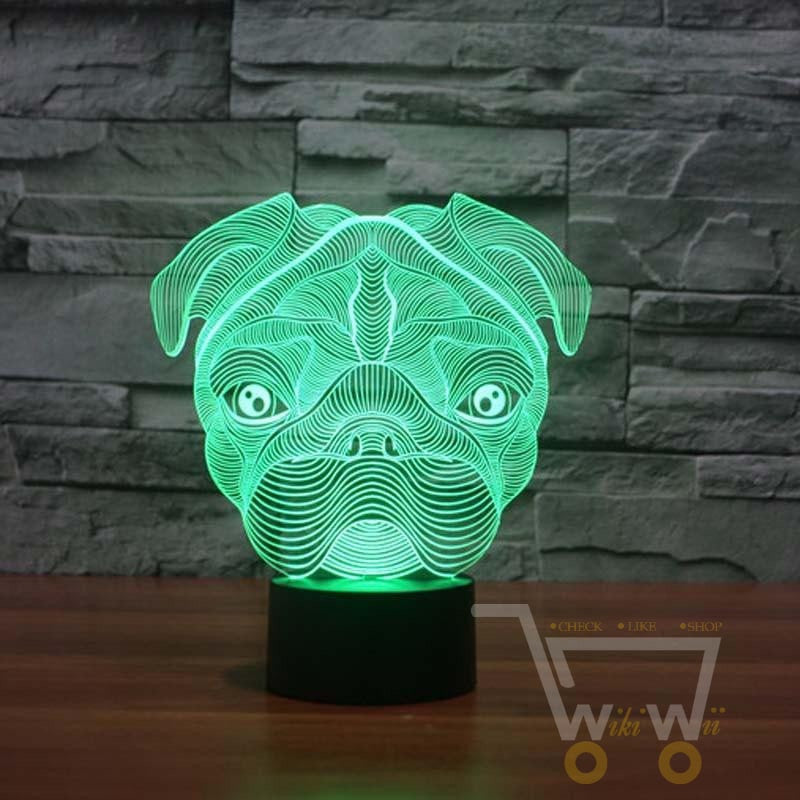 LED  Pug Dog Character LAMP- 7 COLORS CHANGEABLE - WikiWii