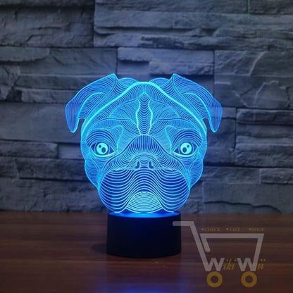 LED  Pug Dog Character LAMP- 7 COLORS CHANGEABLE - WikiWii