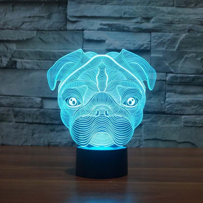 LED  Pug Dog Character LAMP- 7 COLORS CHANGEABLE - WikiWii