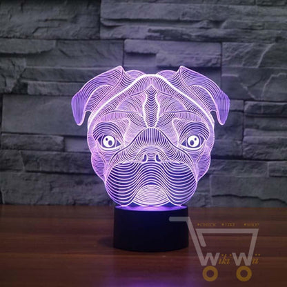 LED  Pug Dog Character LAMP- 7 COLORS CHANGEABLE - WikiWii