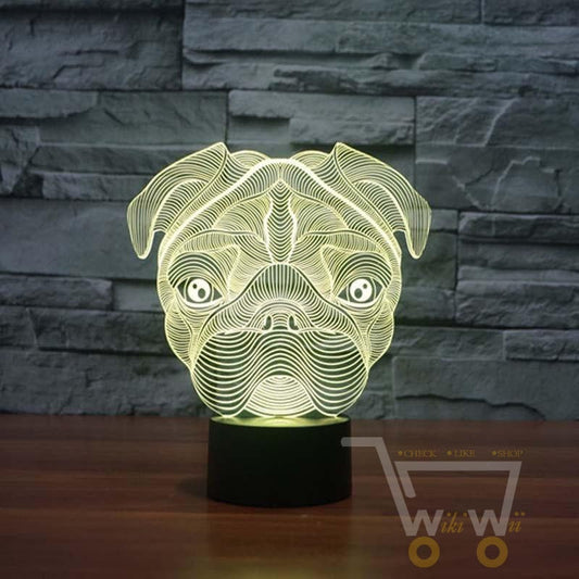 LED  Pug Dog Character LAMP- 7 COLORS CHANGEABLE - WikiWii