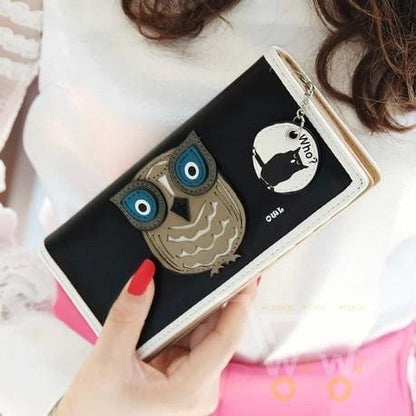 long lovely owl clutch phone card holder leather wallet - WikiWii