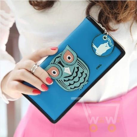 long lovely owl clutch phone card holder leather wallet - WikiWii